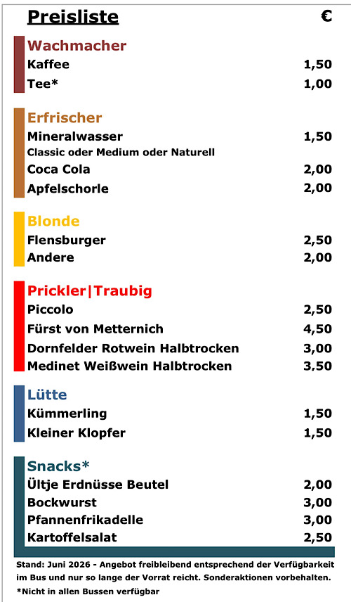 Thomas-k.de - Reisebus-Chauffeur - Bordbistro Preisliste
